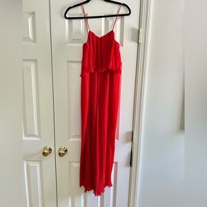 ZARA - Red Pleated Jumpsuit - Size L